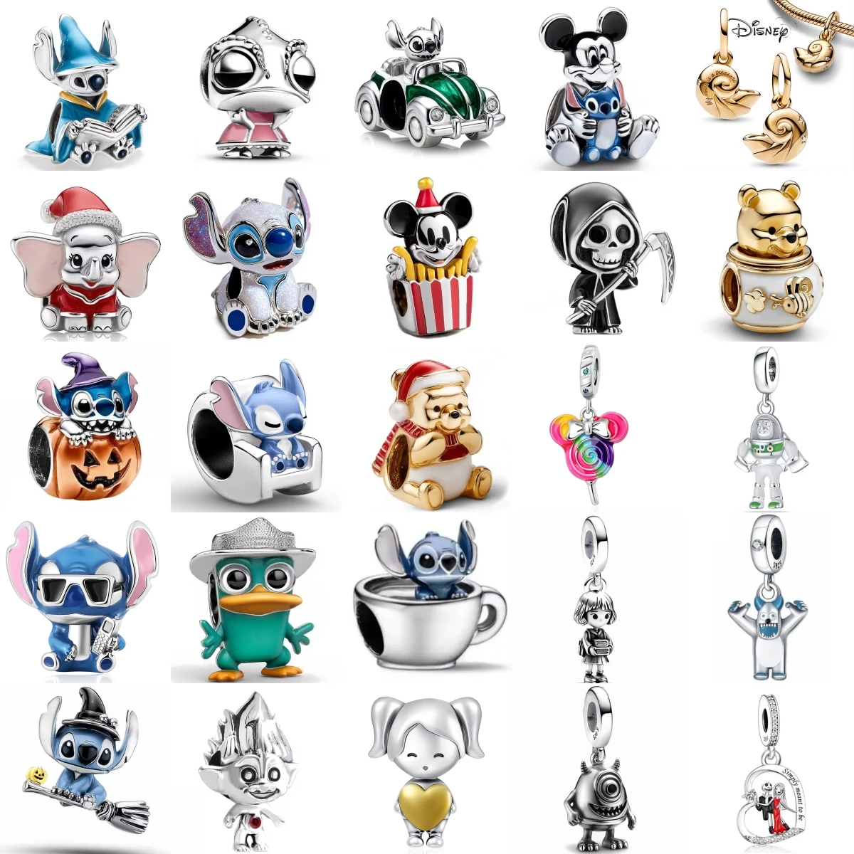 S925 Silver Cartoon Animal Series Charms Rat Popcorn Monster Cup Car Beads Fit DIY Jewelry Accessories for Women