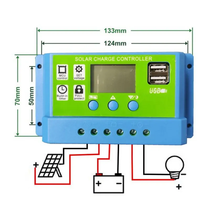 5PCS12V 24V Auto Solar Charge Controller, Fully Automatic Solar Panel Charger Regulator for Home Solar Power & Street Light