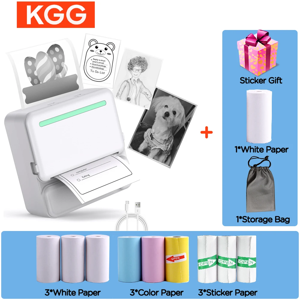 Wireless Mini Photo Printer Label Printer Portable Bluetooth Mini Thermal Printer For Study Notes Work Photo Picture Memo