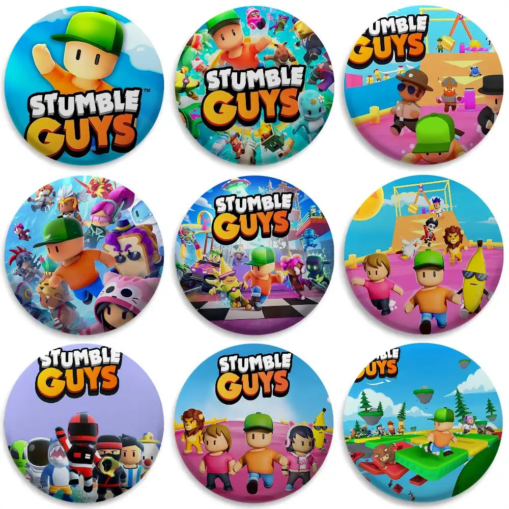 

HOT Game S-S-Stumbles Guys Badges Round Exquisite Badge Brooches Creative Pins For Clothes Hat Backpack Gift Accessories