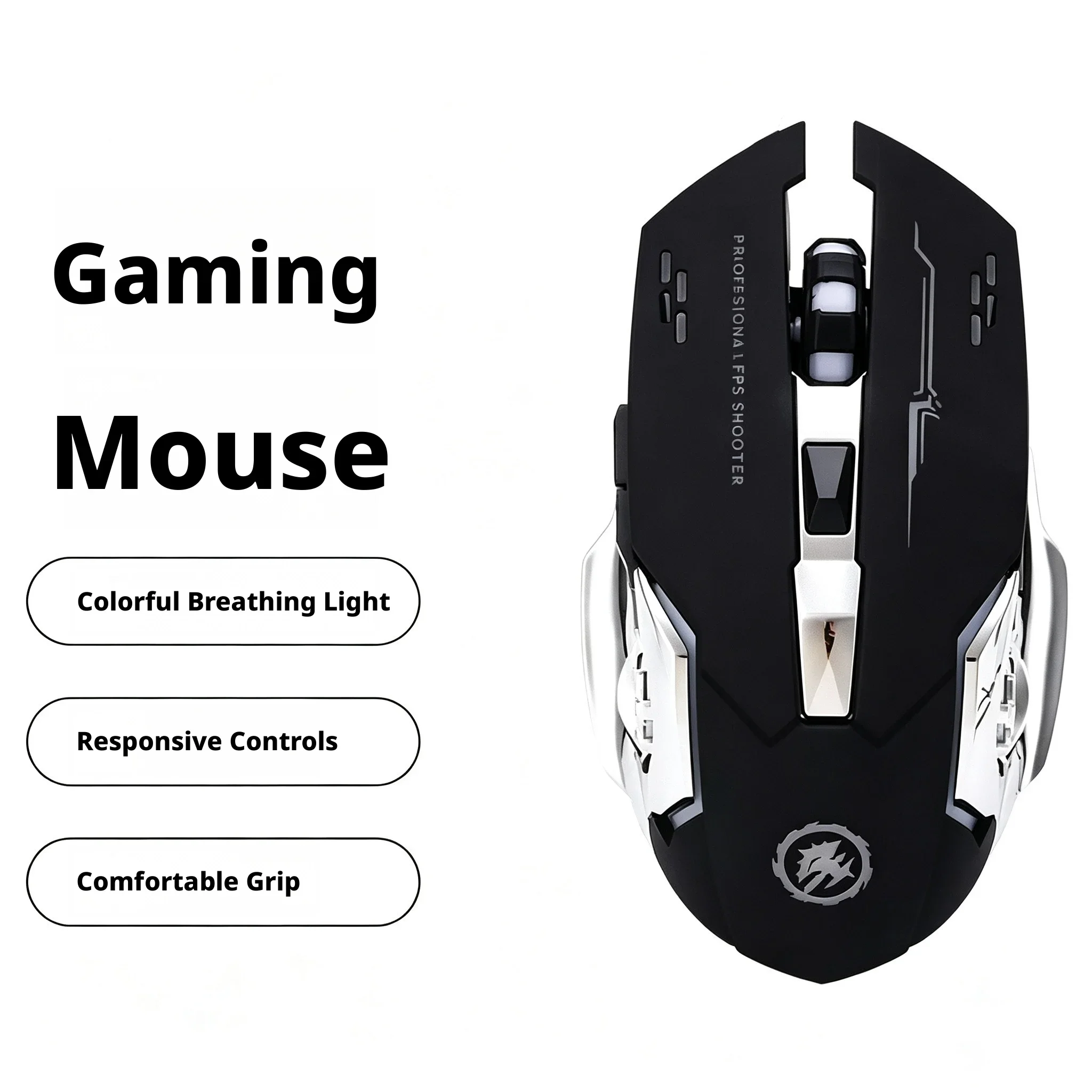 Gaming Mouse RGB Breathing Light Ergonomic Design High Precision Mice Comfort Grip for Desktop Laptop PC Game Player Daily Work