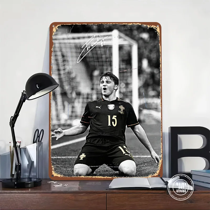 Neves Soccer Player Celebration Printed Poster Customized Wall Art Retro Vintage Metal Tin Signs for Home Room Decorations Decor