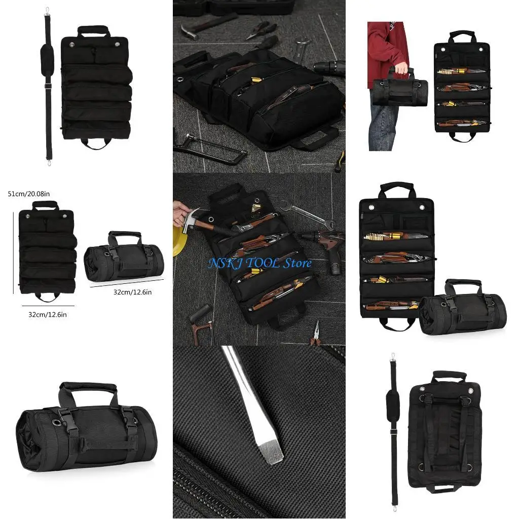 

L8RC Multifunctional Tool Roll Up Bag for Mechanic Carpenters Electrician Tool Bag