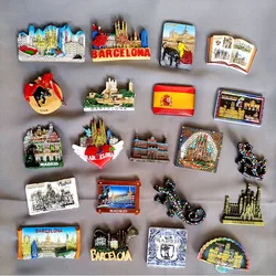 Spain Country Fridge Magnet Souvenir Madrid Barcelona Magnetic Magnets for The Refrigerator Resin Painted Decorative Handicraft