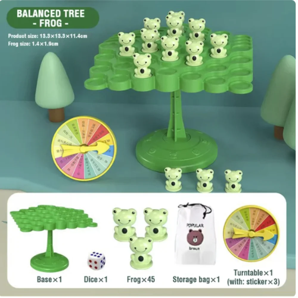 Fun Frog Balance Tree Children Montessori Math Toys Balancing Board Game Parent-child Interaction Tabletop Balance Game Toy Gift