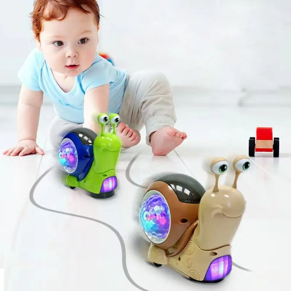 Luminous Luminous Snail Toy Interactive Sensory with Light-up Electric Snail Toy Electric Musical Crawling Snail Toys for Kids