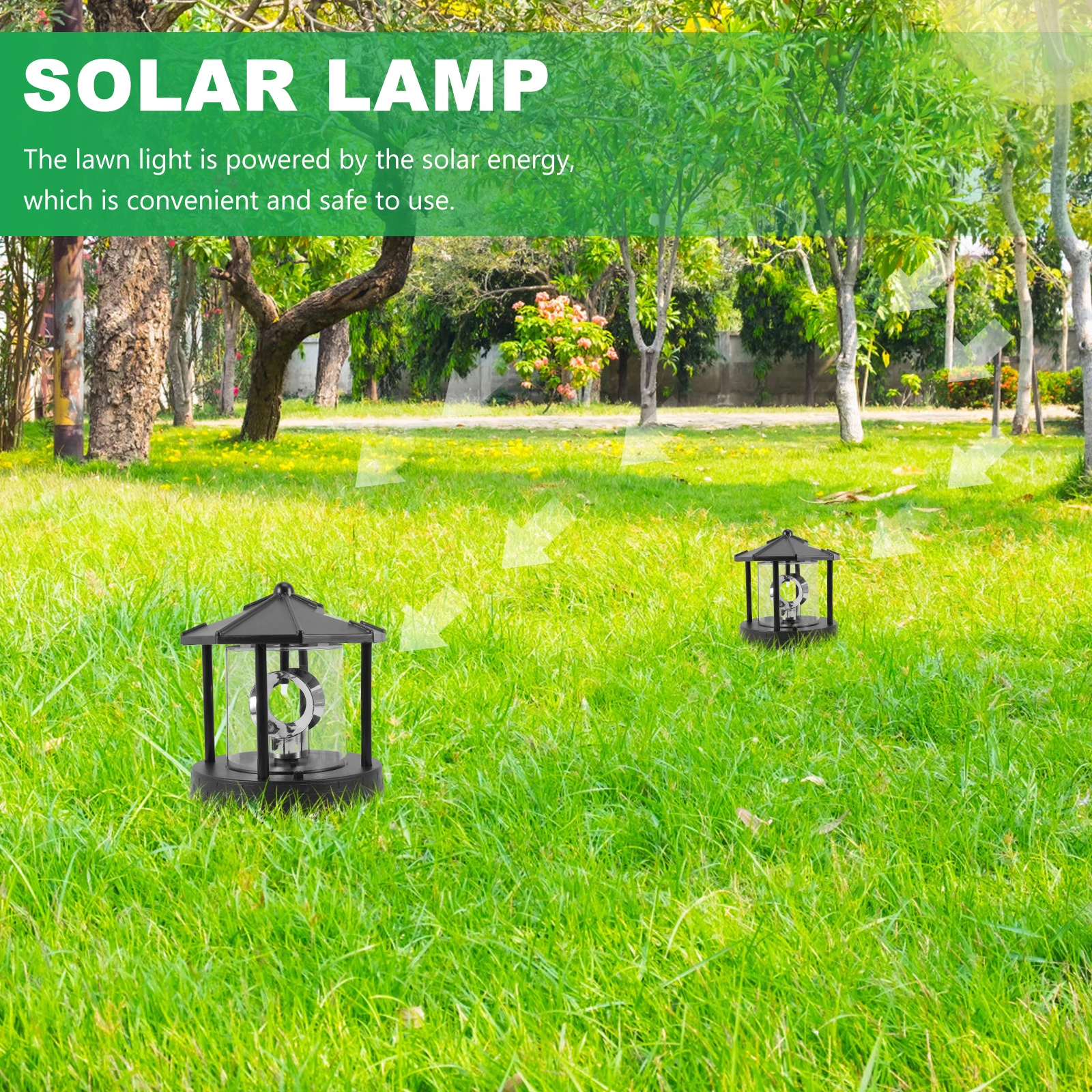 

Solar Lighthouse Garden Light Black Rotating Decorative Solar Lamp for Outdoor Path Park Energy Saving Plastic Gentle Light