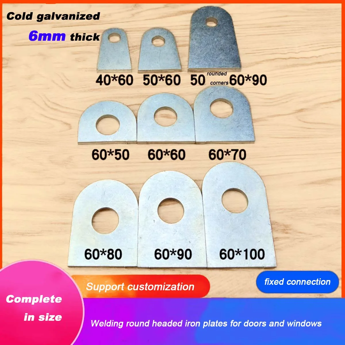 Round Head  Hanging Ear Welding Long Strip With Hole Connection Piec/ One Character Corner Code Straight Piece Fixed Iron Piece