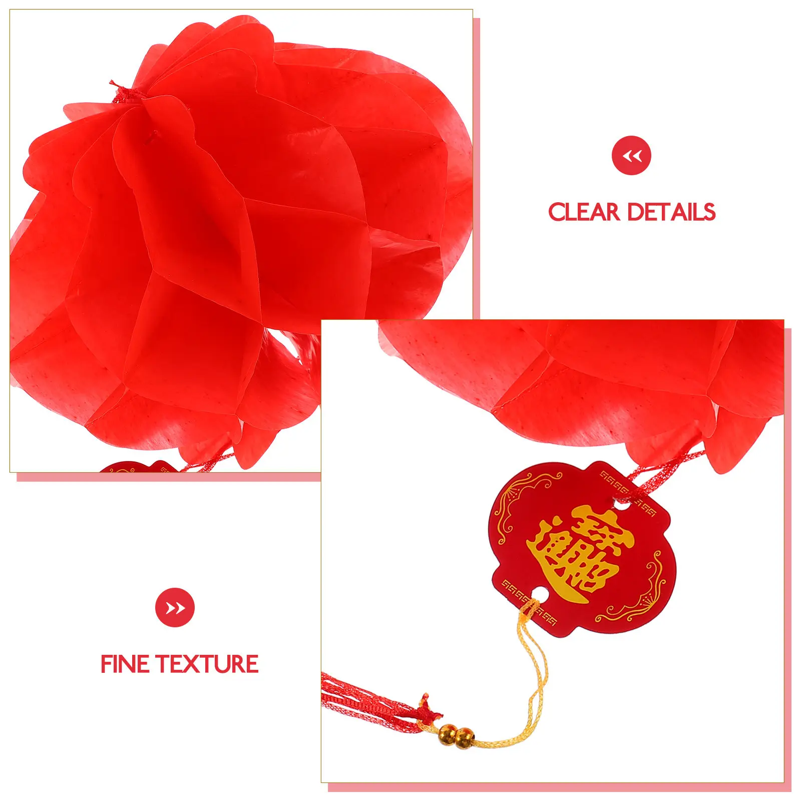 

10Pcs Waterproof Large Red Lanterns Foldable Honeycomb Paper Lantern for Spring Festival Hanging Decoration Chinese New Year