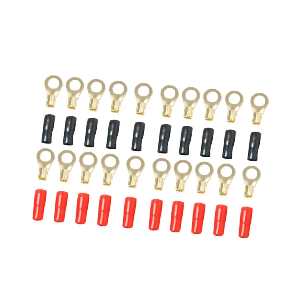 10 Pairs 8 AWG Electrical Ring Terminal Wire Connector Gold-plated Brass