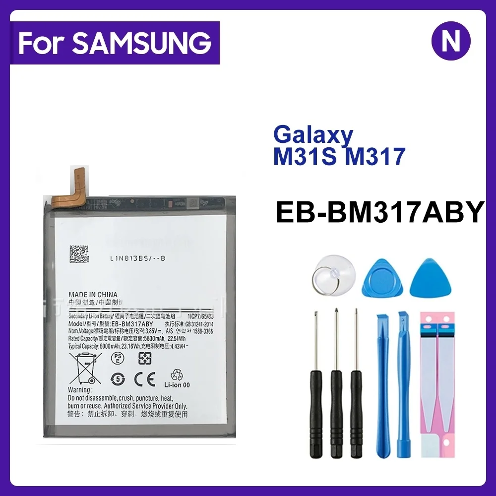 

For SAMSUNG EB-BM317ABY 6000mAh Replacement Battery For SAMSUNG Galaxy M31S M317 Mobile Phone Batteries+Tools