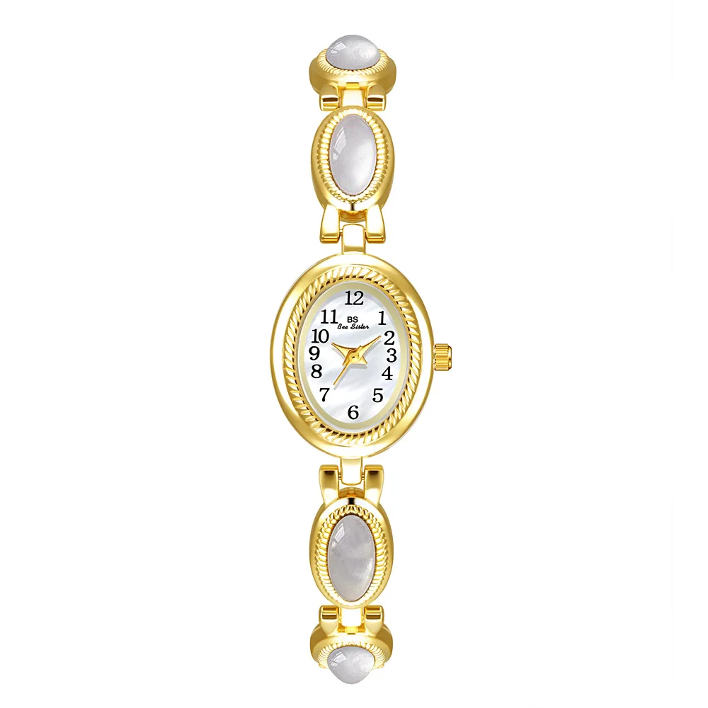 

Fashion Women's Watch Original Golden Bracelet Quartz Oval Small Dial Simple Vintage Watch Ladies Shell Wristwatches Gifts New