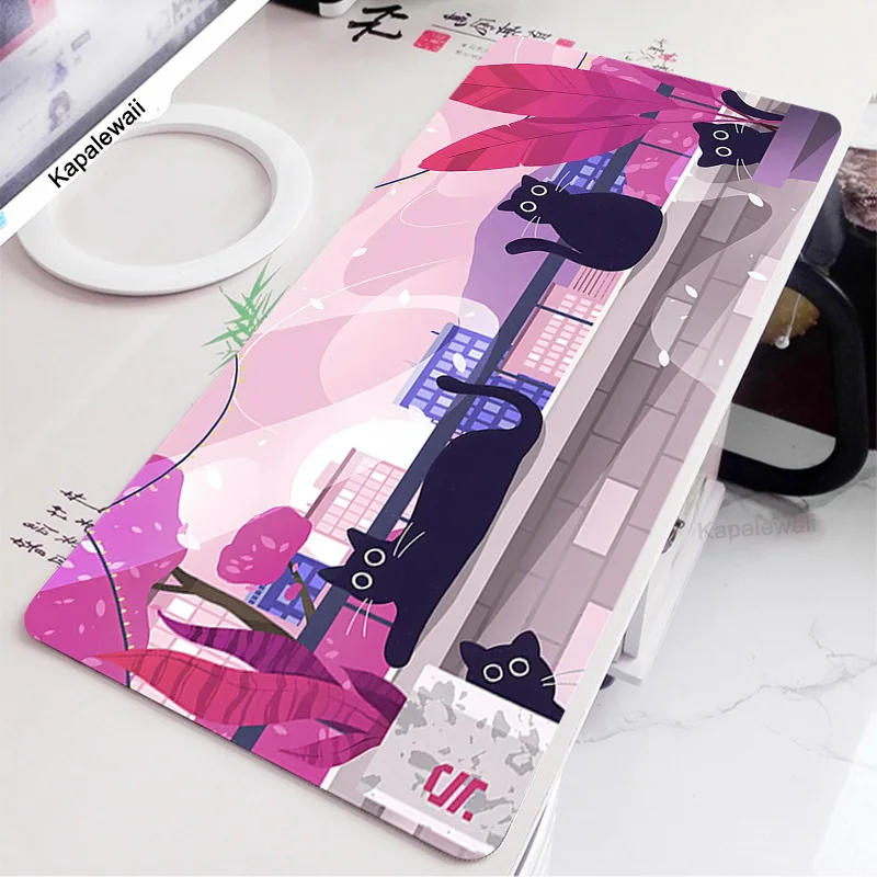 

Cute Cat Large Mouse Pad 100x50cm Big Computer Pink Mousepads Gaming Mousepad Big Keyboard Mat Gamer Mouse Mats XXL Desk Mat Rug