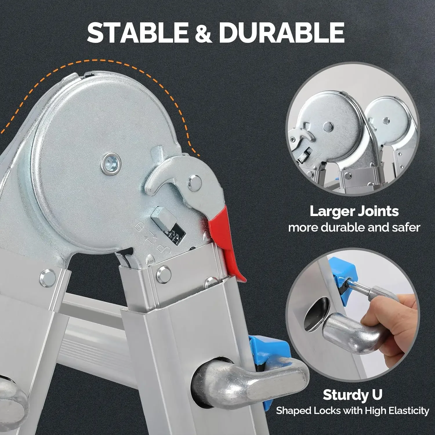 [New Arrival!]Ladder, A Frame 4 Step Ladder Telescoping Ladder, 17 Ft Reach Height Muti Position Folding Ladder Flared Leg & Whe