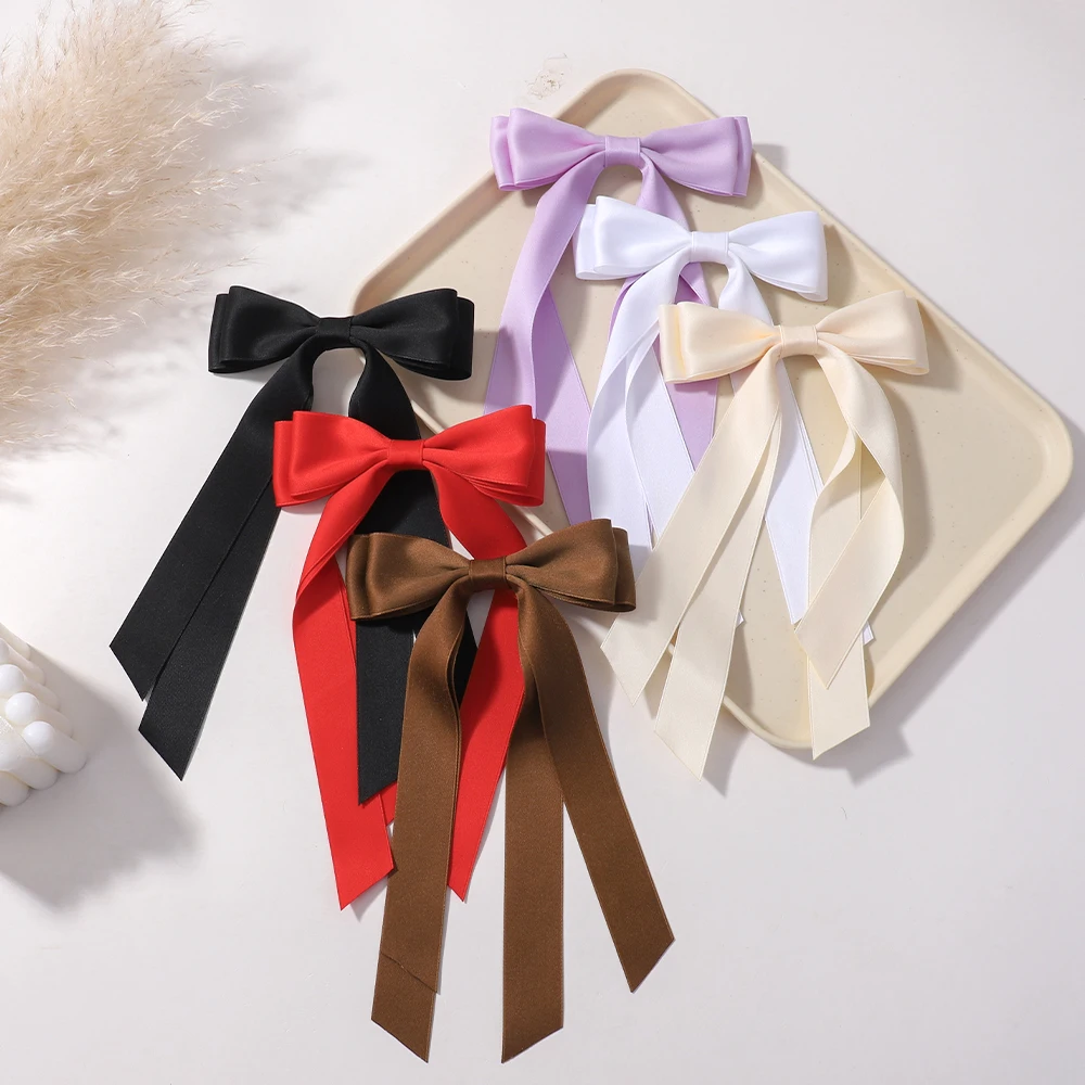 1/2Pcs Ballet Style Girl Bow Long Ribbon Hair Clip Sweet Half Tied Hair Headwear Ins Style Fashionable Hair Accessories Gifts