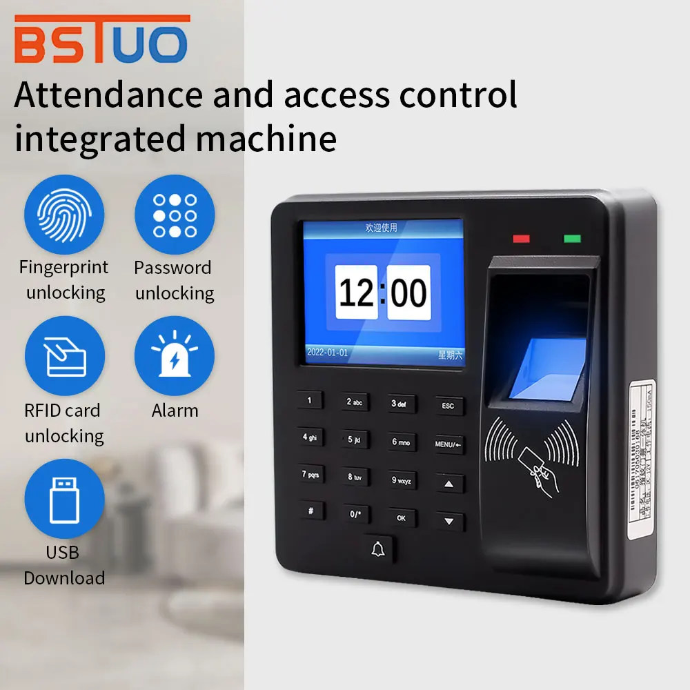 Attendance Machine Fingerprint+Code+Card 2.4inch Color Screen Display No need to download software Intelligent Report Generation