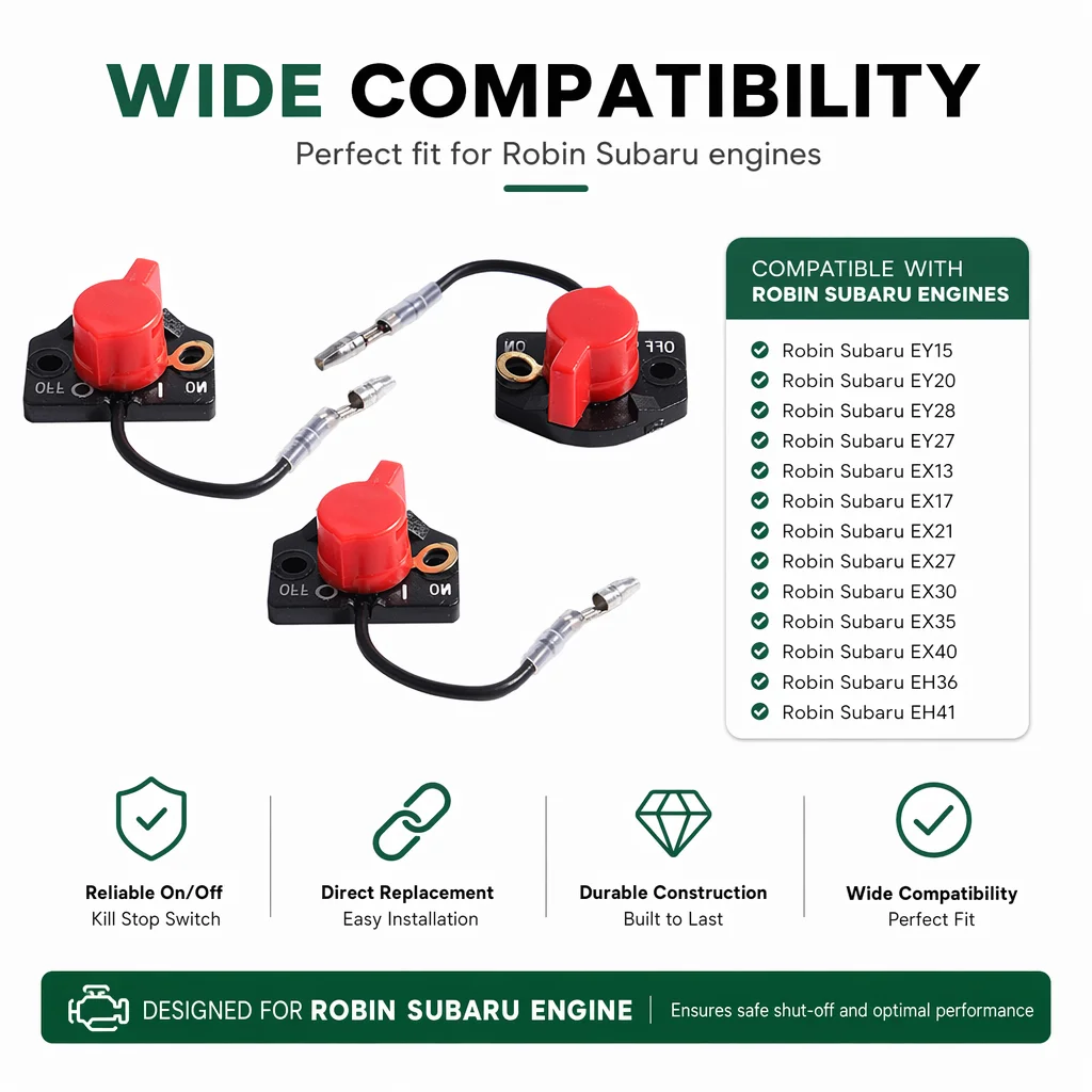 3PCS On/Off Kill Stop Switch Kit For Robin Subaru EY15 EY20 EY28 EY27 EX13 EX17 EX21 EX27 EX30 EX35 EX40 EH36 EH41 Engine Parts