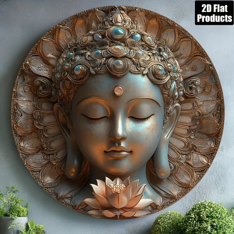 Buddha-Thema, dekoratives Schild aus Metall, geeignet für Bar, Küche, Café, Zuhause, Zimmer, Büro, Dekoration, Weihnachtsgeschenk,