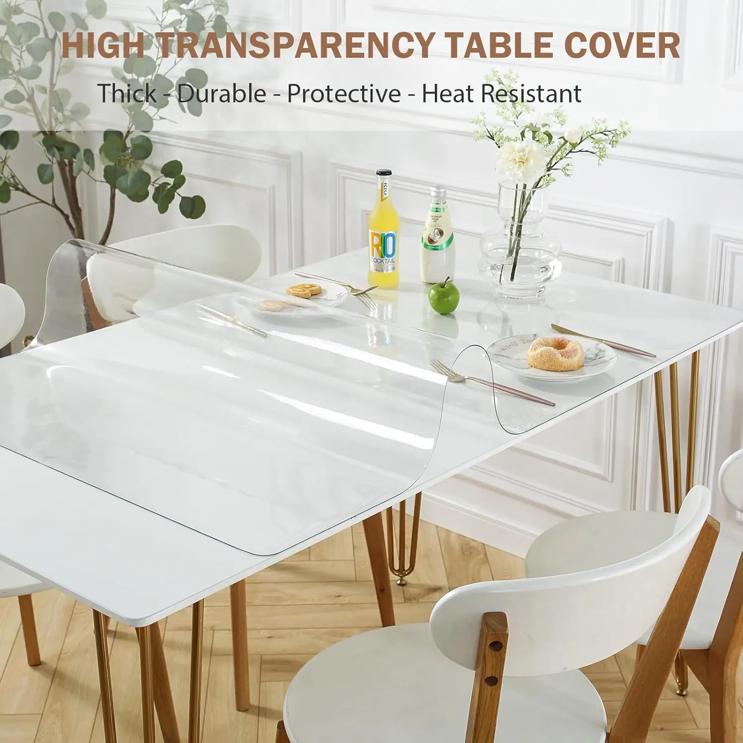 

Lovepads Clear Table Cover Protector 42 X 76 Inch, 1.5Mm Thick Plastic Table Cover, Table Protector For Dining Room Table,