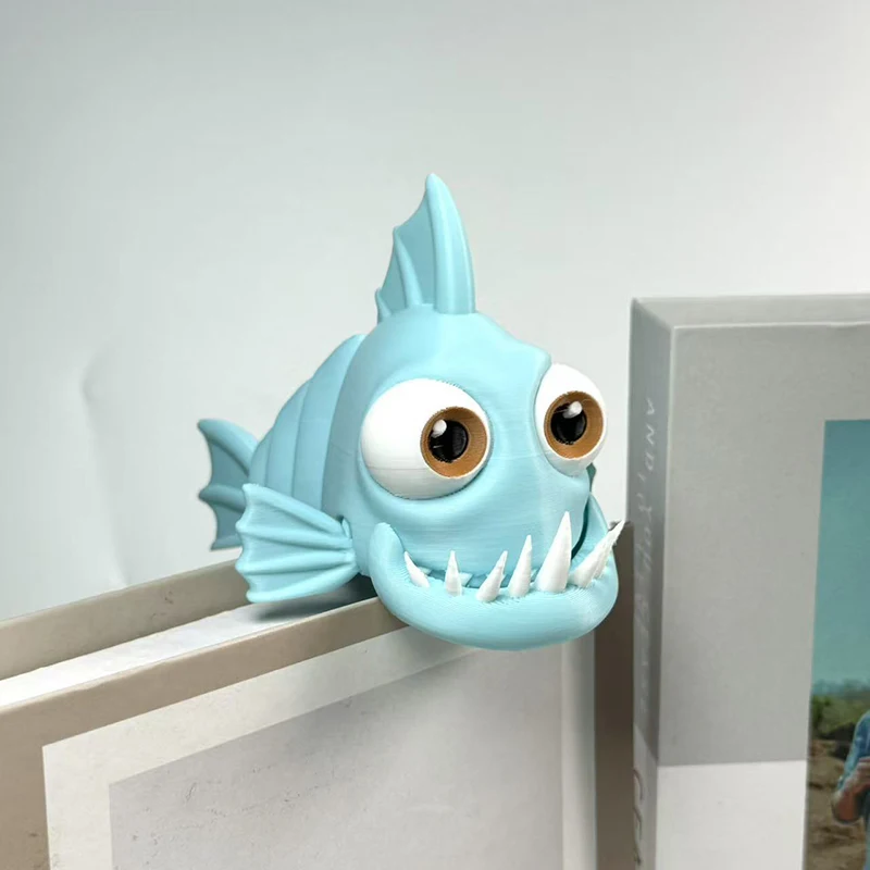 3D Printed Piranha Figurine Cute Animal Desktop Ornament Creative Small Toy Office Home Decoration Unique Gift