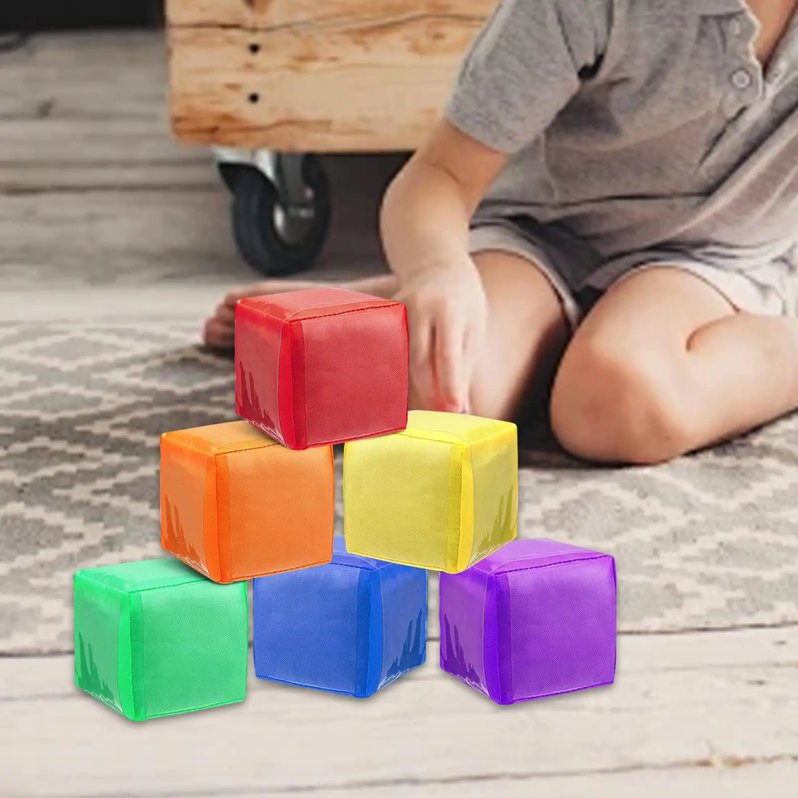 

6 Pieces Soft Foam Dice Early Education Toys DIY Cubes Toys with Pockets for School Ages 3+ Party Supplies Baby Kids Students