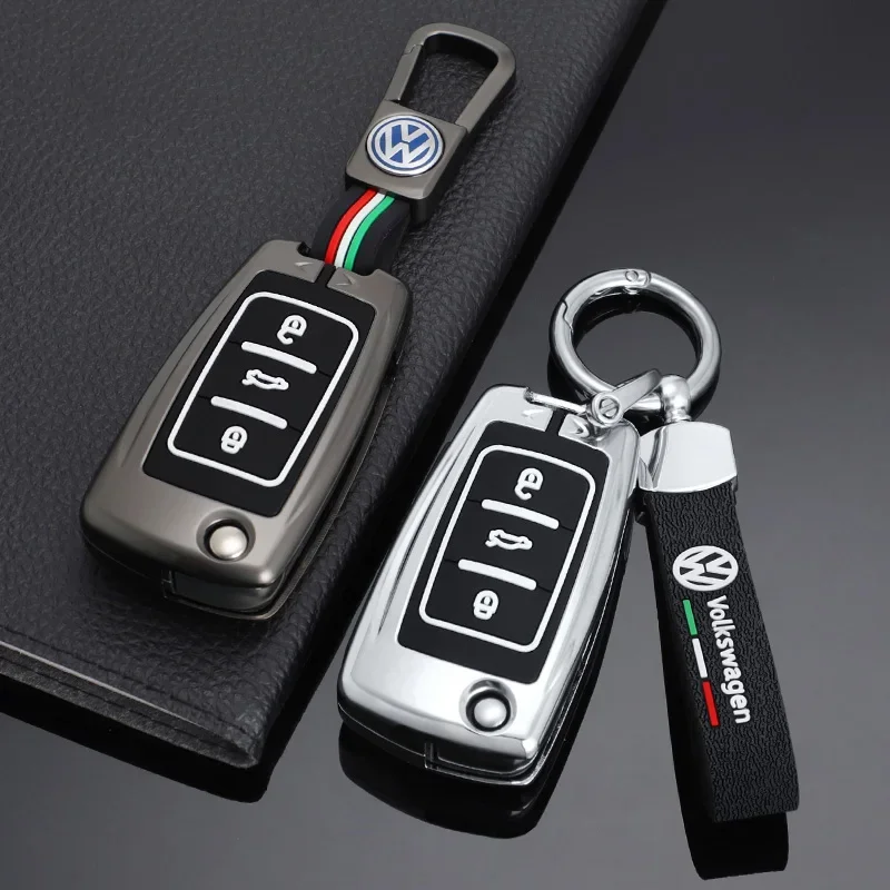 Zinc Alloy Silica gel Car Key Case Cover For Volkswagen VW Polo Golf Passat Tiguan Beetle Caddy T5 Up Eos Keychain Accessories