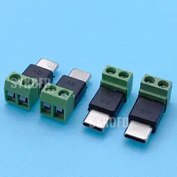 1Pcs OTG power supply Adapter Quick Connector Type C Male to 2Pin 5V Solderless Green Terminal USB For Mmobile Phone Computer