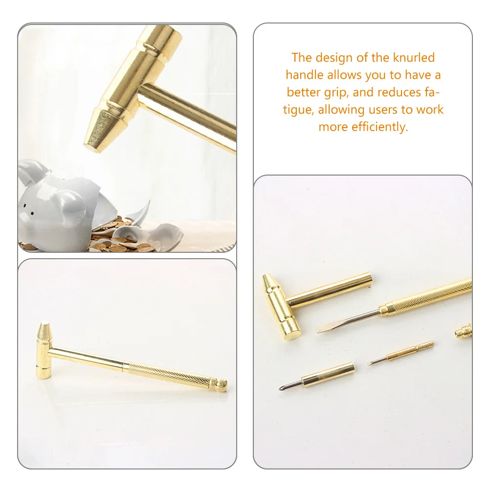 

Multifunction Copper Hammer Detachable Design Mini Hammer Screwdriver Set for Jewelry Repair Watchmaking Walnut Cracking