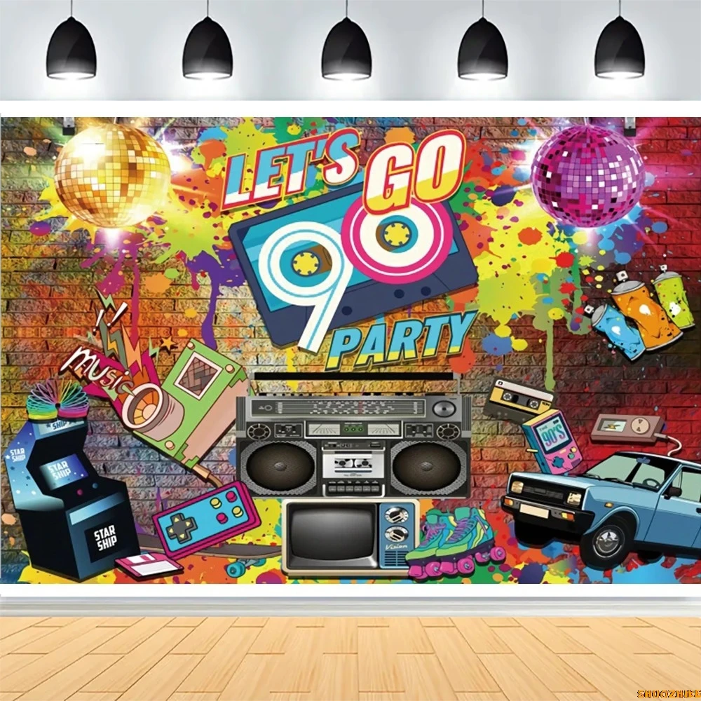

Back To 80's ’ 90's Theme Photography Backdrops Music Disco Graffiti Neon Glow Retro Look Back Photo Studio Background BJ-01