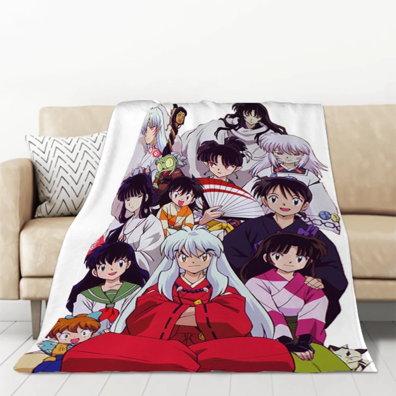 Inuyasha Custom Blanket Sofa Blankets for Winter Microfiber Bedding Knee Warm Fleece Fluffy Soft Decorative Thick Children's