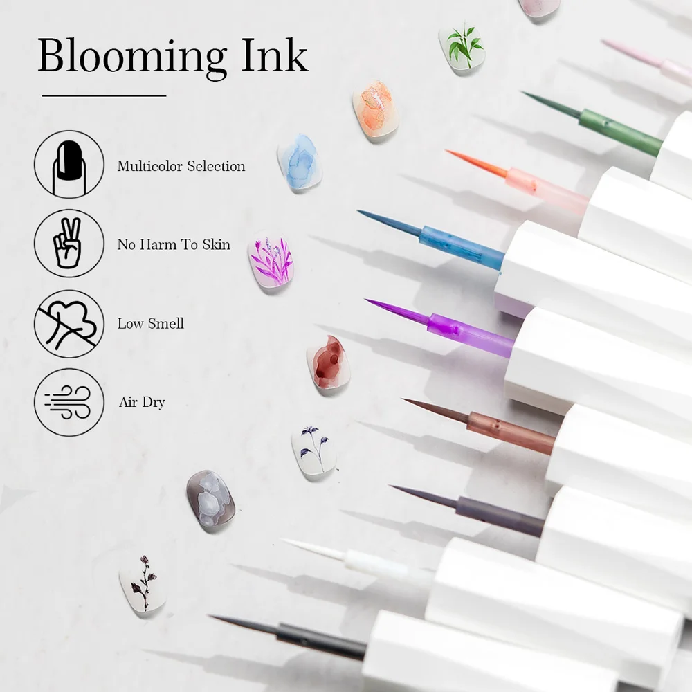 CANNI Blühender Nagellack 9ml Aquarell-Gel-Tinte Einfacher Blüteffekt Nagel-Malgel Lebendiges Pigment UV-LED Abziehbarer Nageldesign – Detail 4