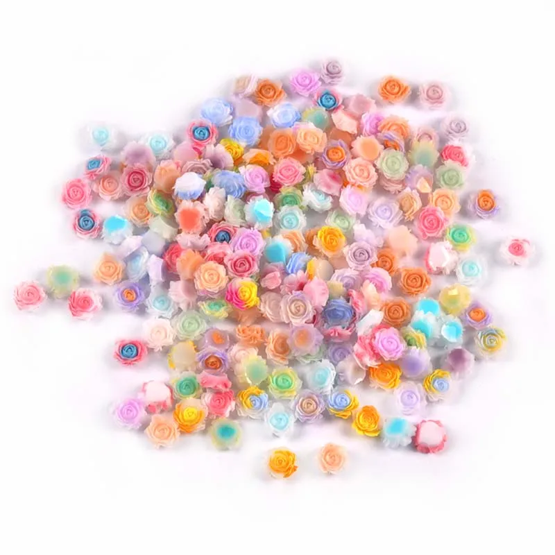 100PCS 10mm flatback Resin Cabochons Rose flower for Scrapbooking Craft  DIY Phone Nails Decals Decor ornaments cp4025