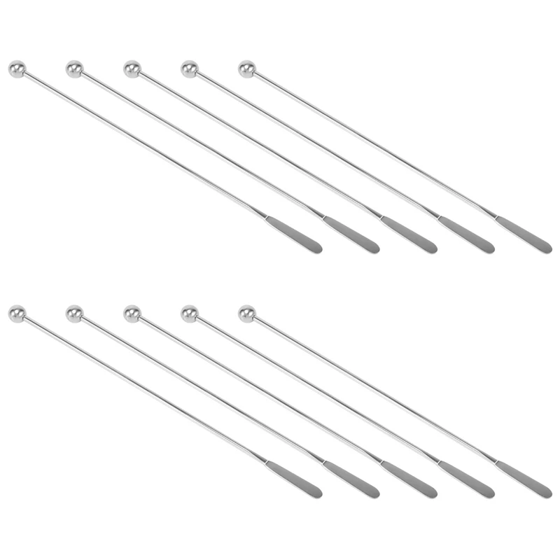 10Pcs Swizzle Sticks Metal - Stainless Steel Mixing Cocktail Coffee Stirrers For Wine Juice 7.5 Inch, 10Pieces Pack