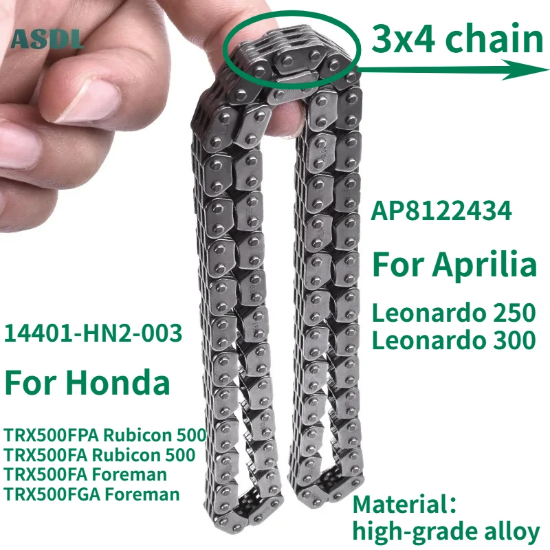 Cadena de distribución de 3x4 eslabones para cigüeñal de motocicleta Honda TRX 500 TRX500F 14401-HN2-003 y Aprilia Leonardo 250 300 AP8122434