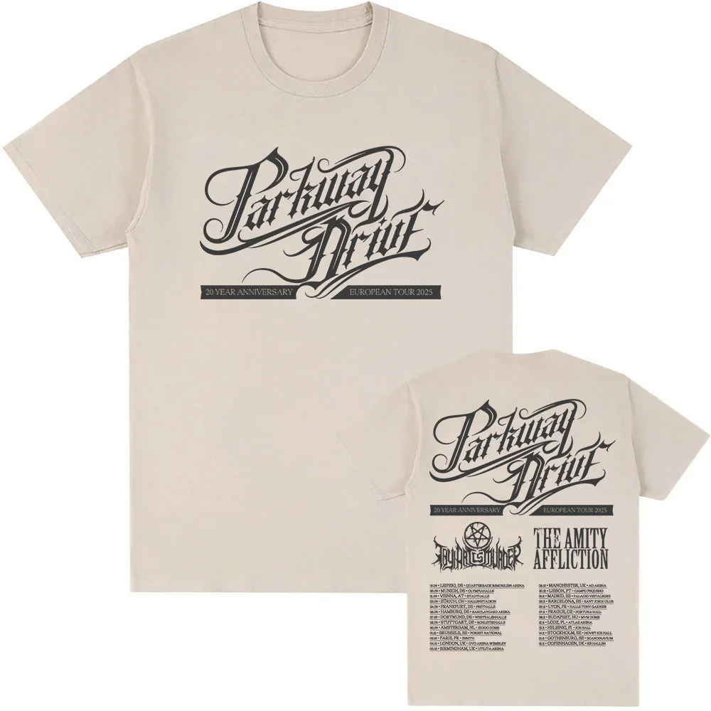 

Parkway Drive 20-летняя юбилейная футболка European Tour 2025, хлопковая модная мужская футболка с коротким рукавом, уличная футболка унисекс с принтом