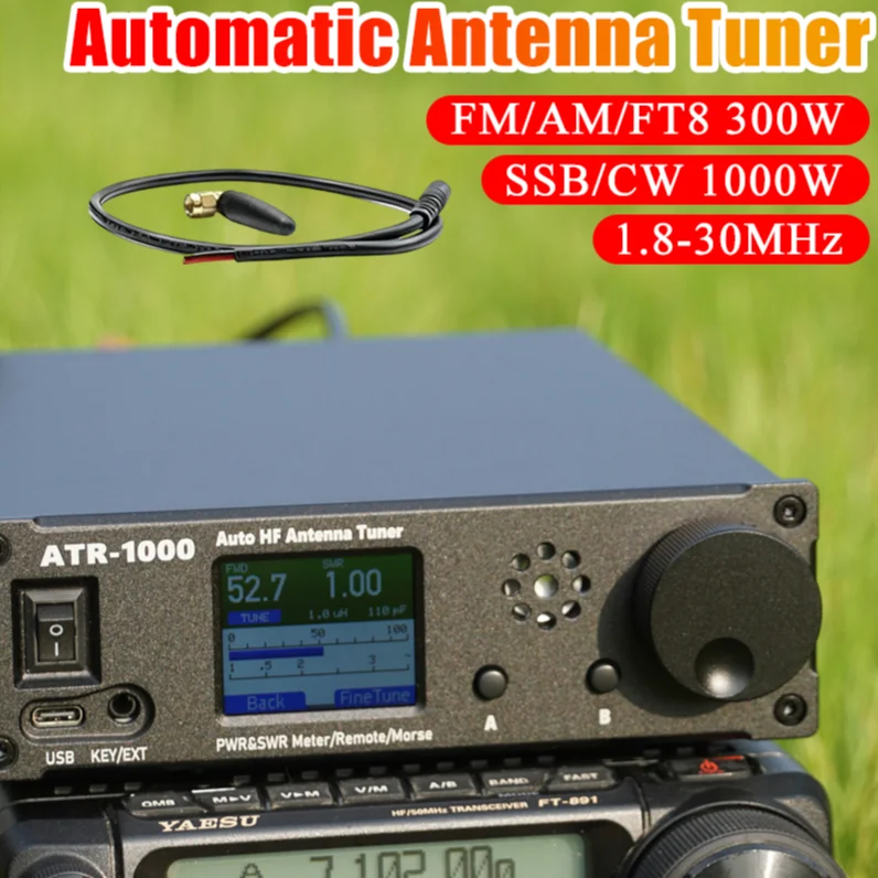 AMNVOLT ATR1000 1000W 풀 웨이브밴드 라디오 수신기 자동 안테나 튜너 WIFI 리모컨 FM/AM/FT8 300W 안테나 자동 튜너