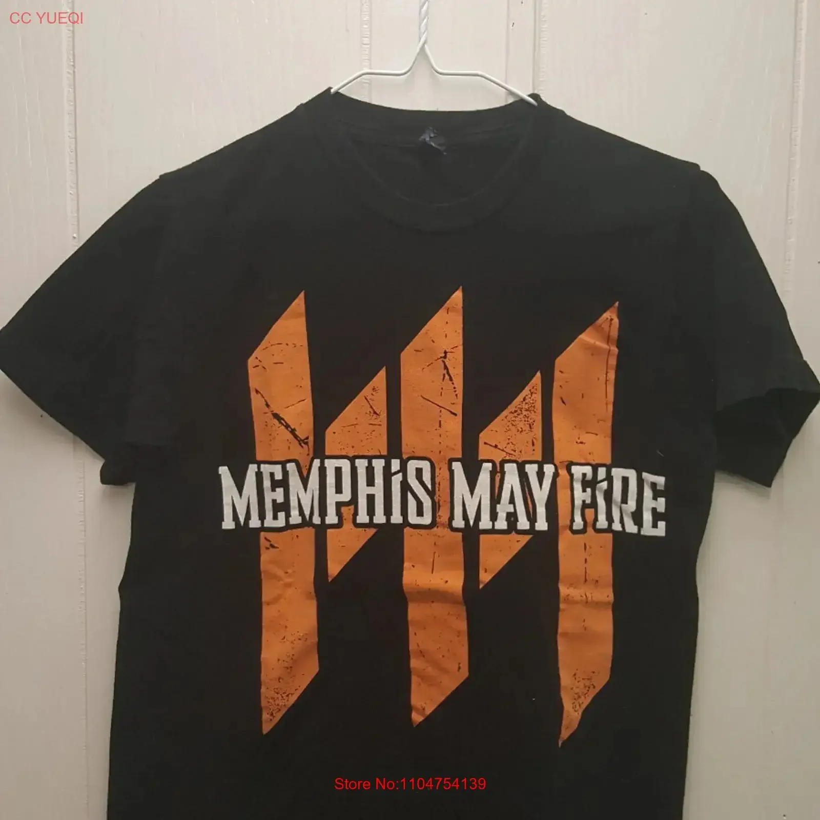 Футболка Memphis Mayfire Band SMALL The Hollow Black Christian Metal, винтажная, с эффектом потертости, унисекс, для повседневной носки, модная.