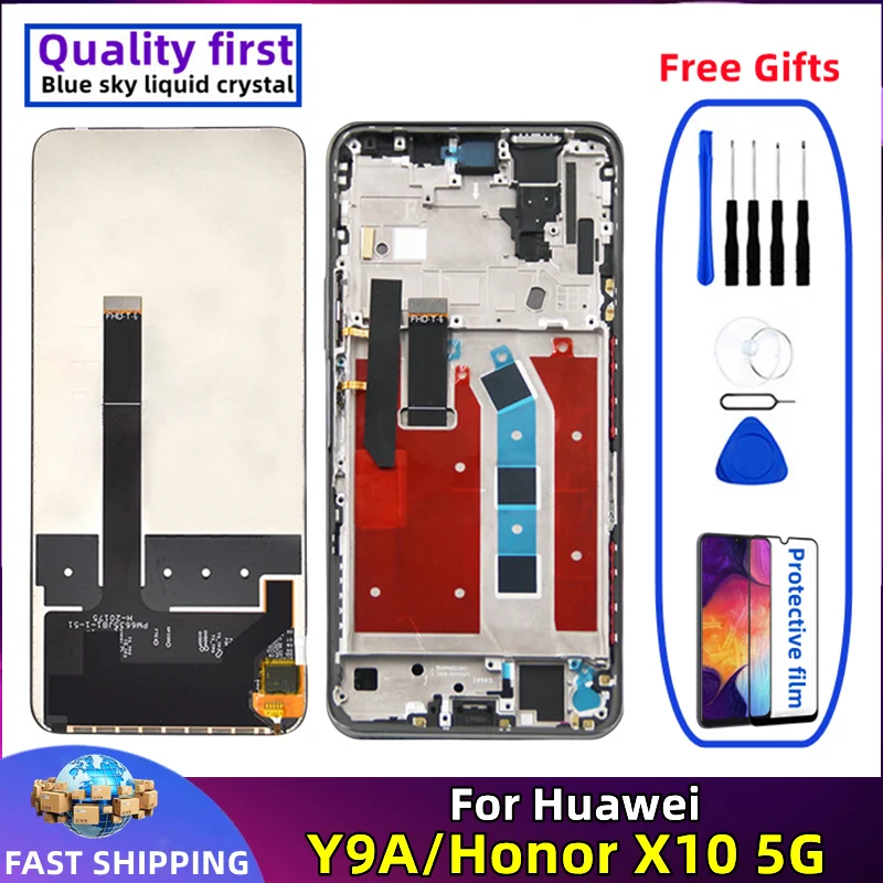 

LCD Touch Screen Digitizer Assembly Replacement, Original with Frame, Mobile Phone Display, Huawei Y9A Honor X10 5G