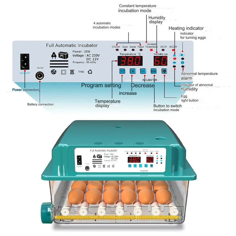 Incubator With Drawer Type Mini Egg Incubator With Automatic Water Ionic Waterbed Replenishment And Temperature Control