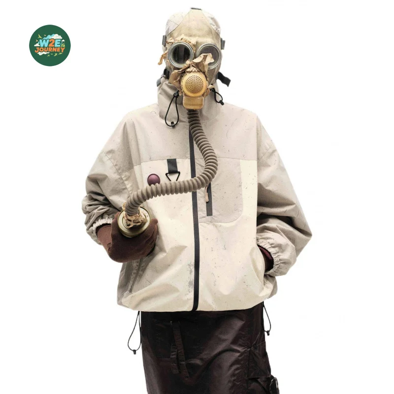 

MAQVOB ЕС, американский размер, высокое качество, весна-осень, горная уличная функциональная куртка с капюшоном и несколькими карманами, унисекс, свободный контрастный цвет