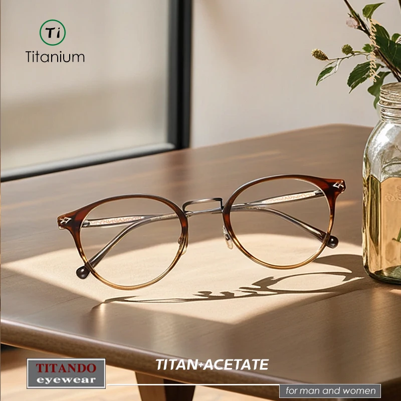 

Japanese retro style titanium and acetate combination pear shaped frame men's and women's optical eyeglasses M3114