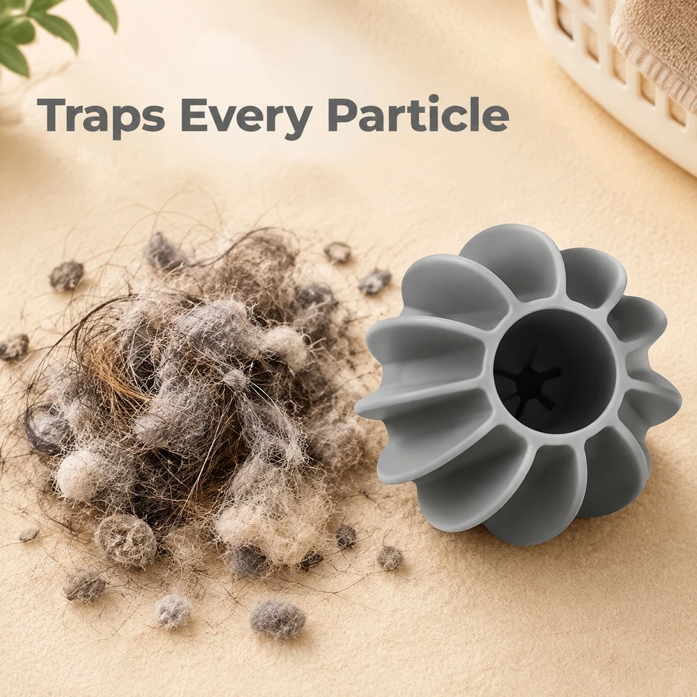 Set of 2 Grey Large Laundry Balls Reusable Pet Fur Remover Anti Tangle Fabric Cleaner Manual Wash Tool