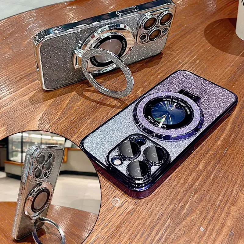 Samsung S24FE Case Luxury with bracket Glitter Case For Samsung Galaxy Note 20 Ultra 10 S24 S23 S22 S21 S10 S9 Plus Case Holder