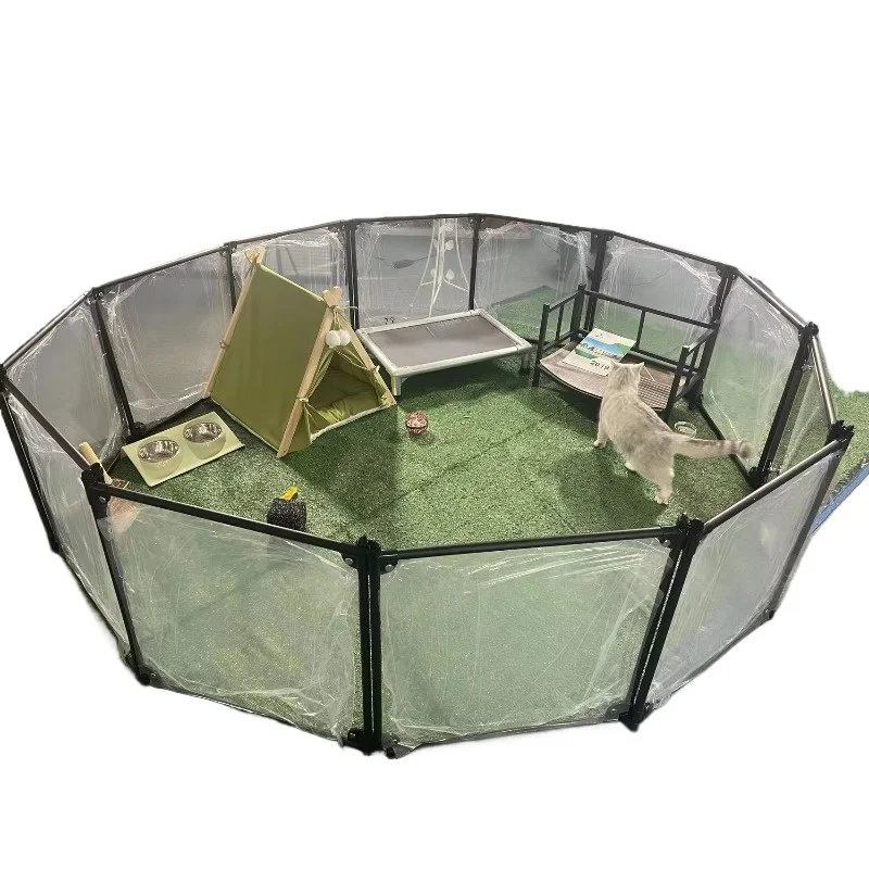Portable pet fence DIY transparent foldable courtyard cage