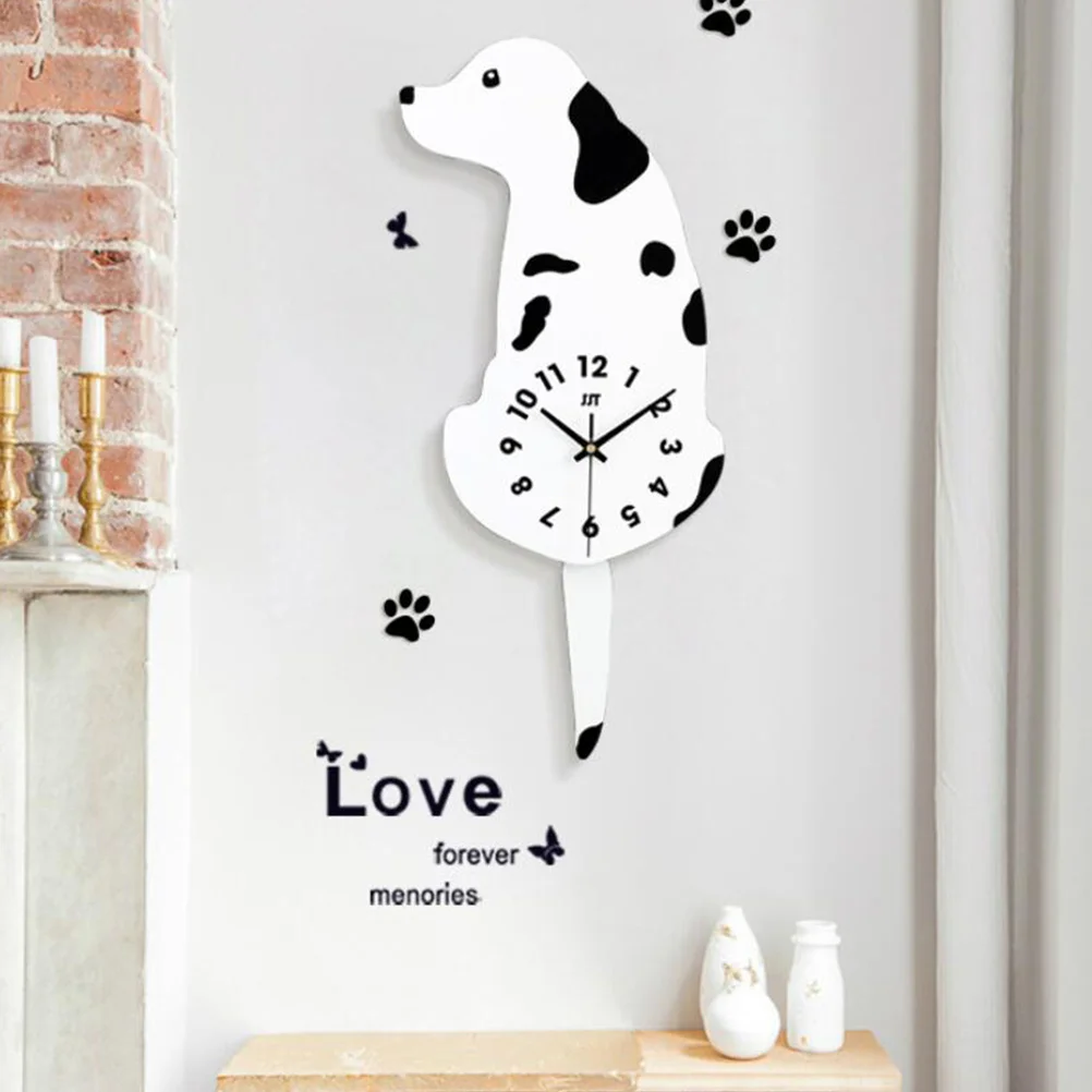 

Creative Dog Shaped Wall Clock Cartoon Style Silent Sweep Pointers Eco Material Home Living Room Hanging Clock