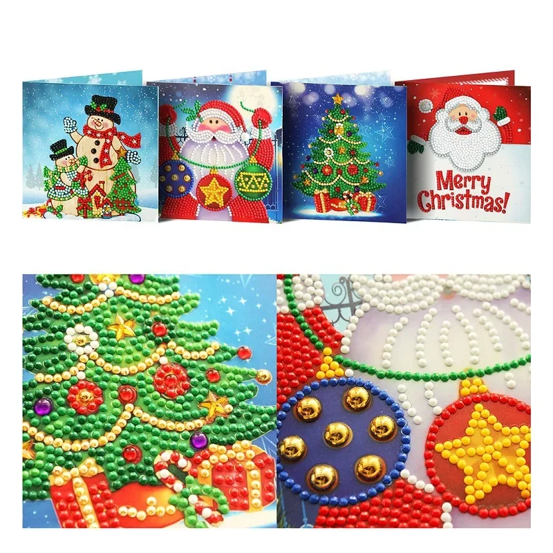 5D Diamond Painting Card  DIY Greeting Cards Handmade Christmas Gift Dot Diamond Card Handmade Production Christmas Cards