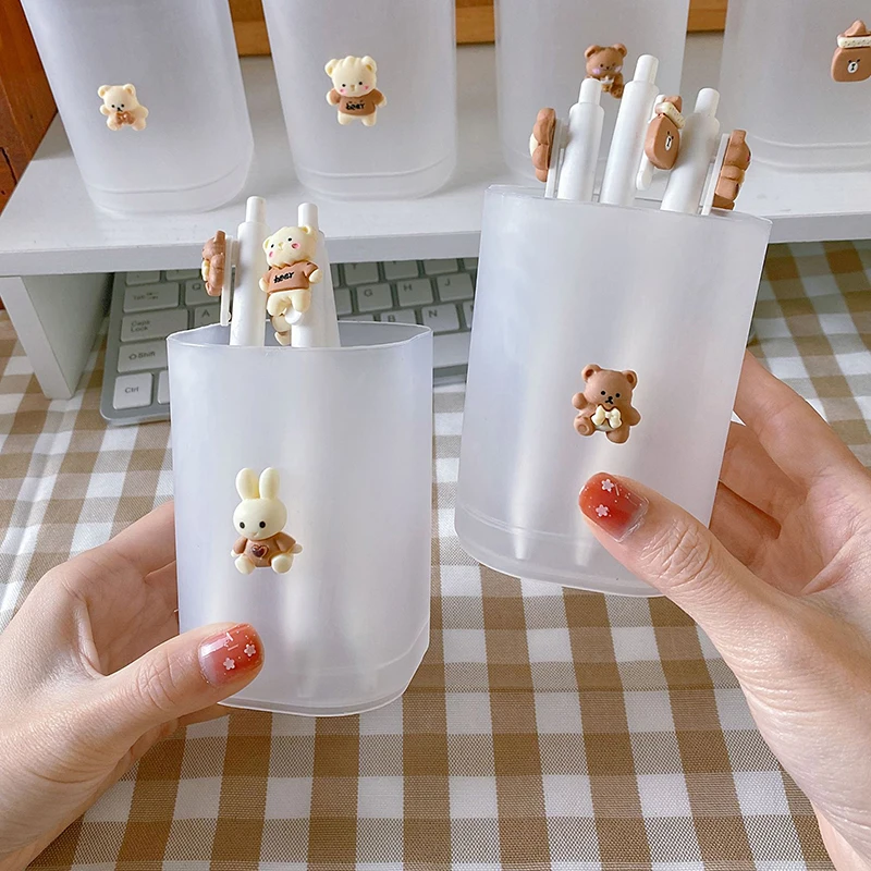 ที่ใส่ปากกาผิวเกล็ดน้ำแข็งอุปกรณ์เครื่องเขียนน่ารักอุปกรณ์สำนักงานโต๊ะที่เก็บแปรงดินสอคอนซีลเลอร์
