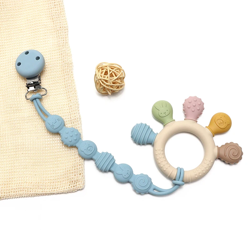 BPA Free Baby Silicone Teethers Sensory Toy Easy to Grasp Infant Teething Toys Food Grade Chewable Toys for Babies Newborn Gifts