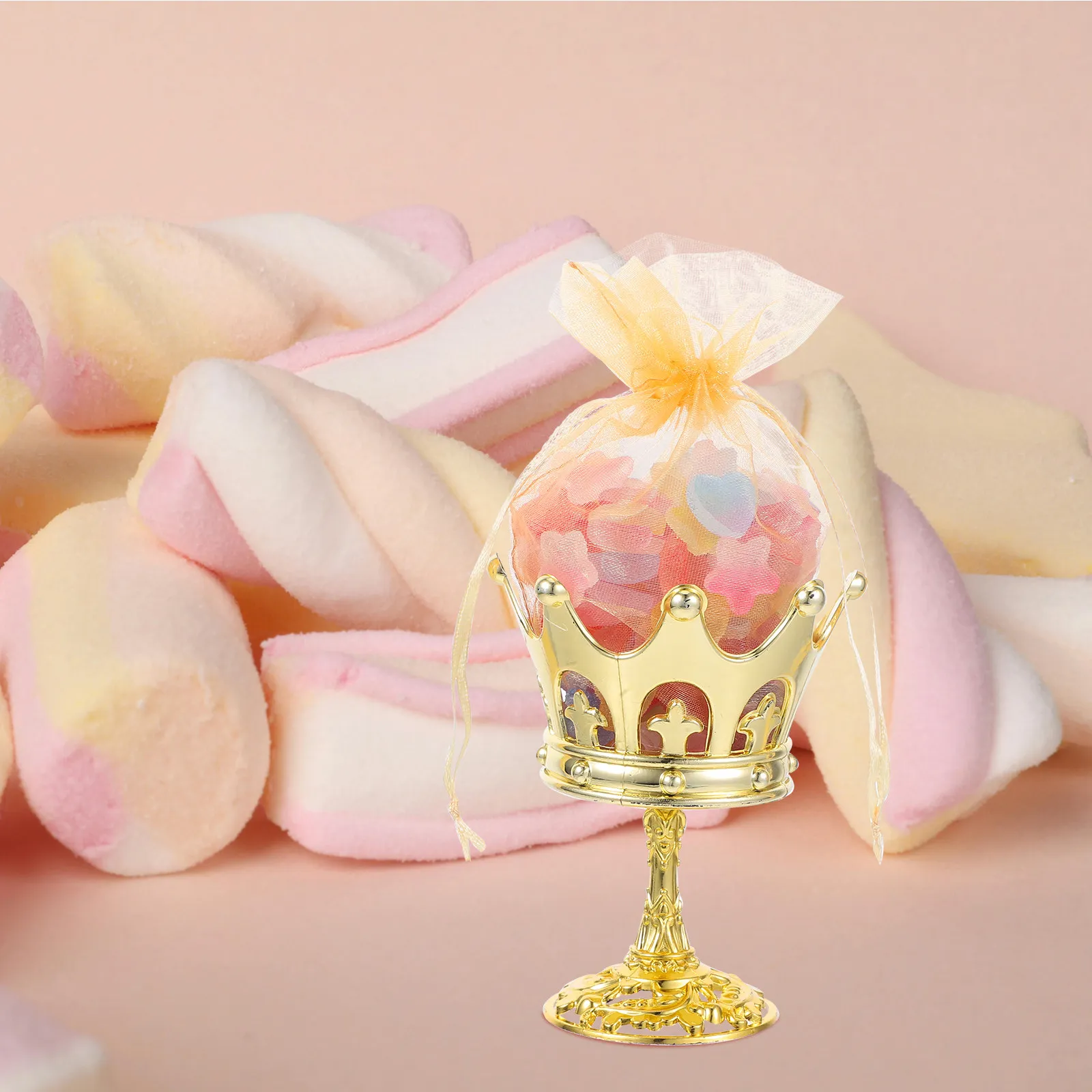 Caja estilo cofre del tesoro, metálica dorada, con bolsa con cordón, para recuerdos de boda, decoración de fiestas, caja de dulces, 12 Uds.