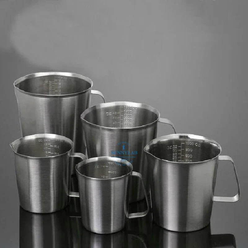 1pcs 500ml 700ml 1000ml 1500ml 2000ml  Stainless Steel Lab Beaker Measuring Cups Graduated Liquid Metal Tools With Inner Scale